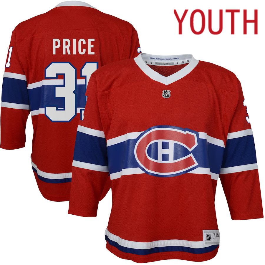 Youth Montreal Canadiens 31 Carey Price Red Home Replica Player NHL Jersey